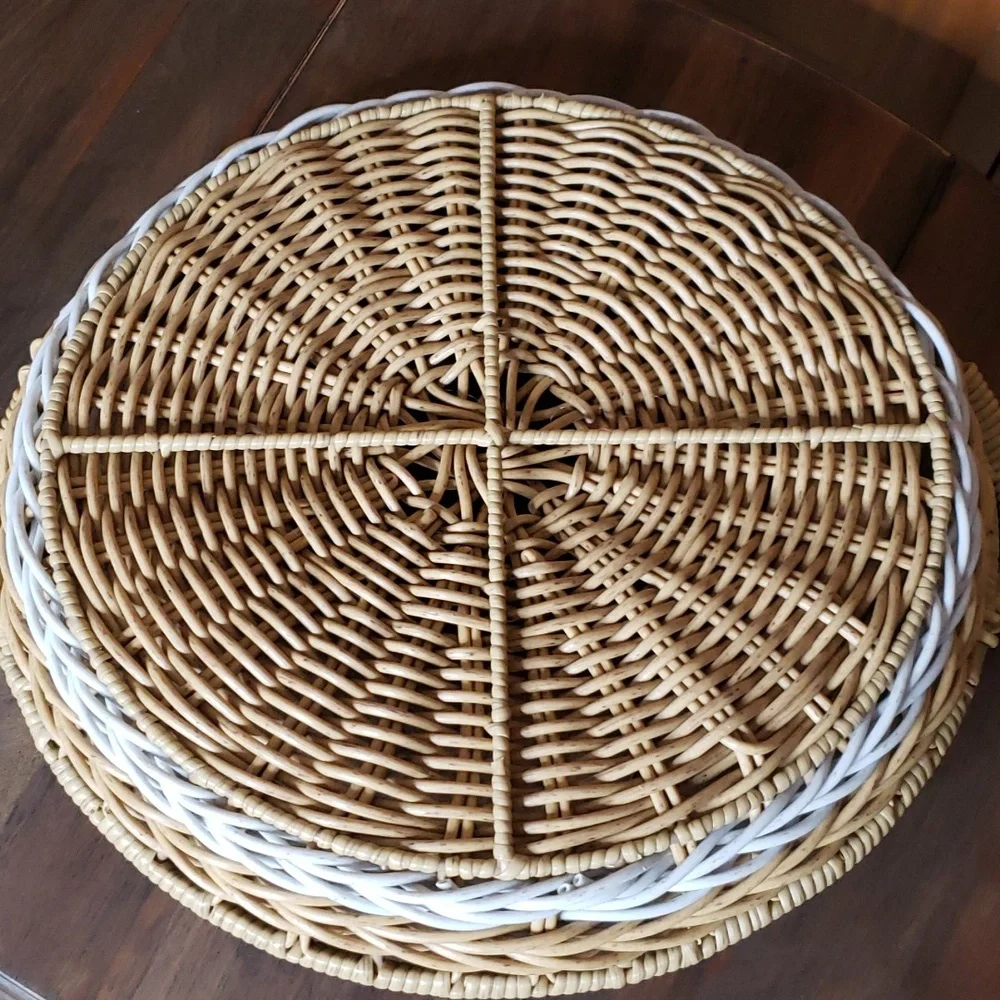 Round Woven Basket Tray with Handles